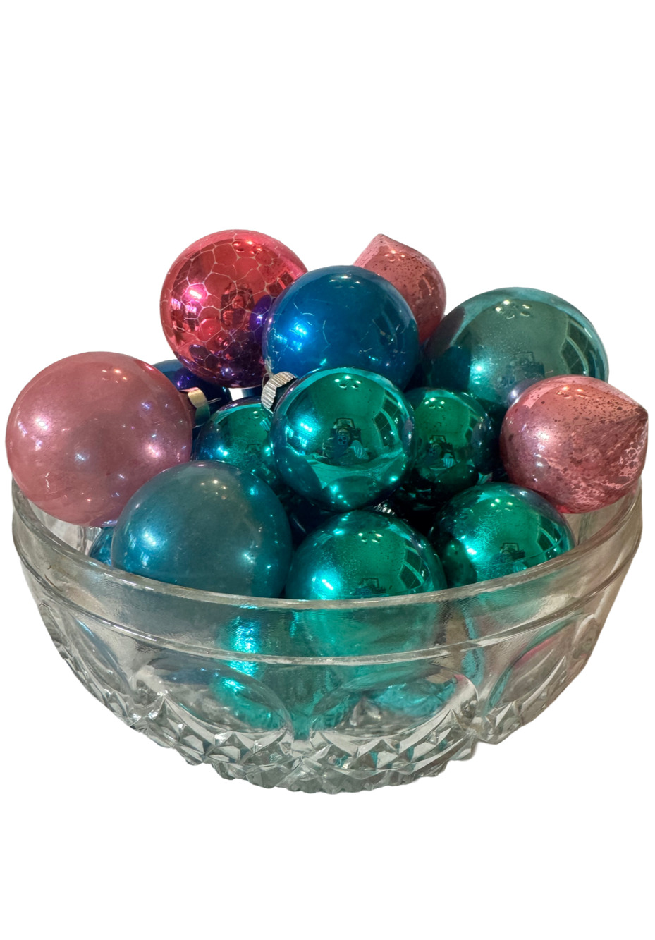 Vintage Shiny Brite Ornaments Lot of 30 Pink, Green & Blue Christmas Decor MCM